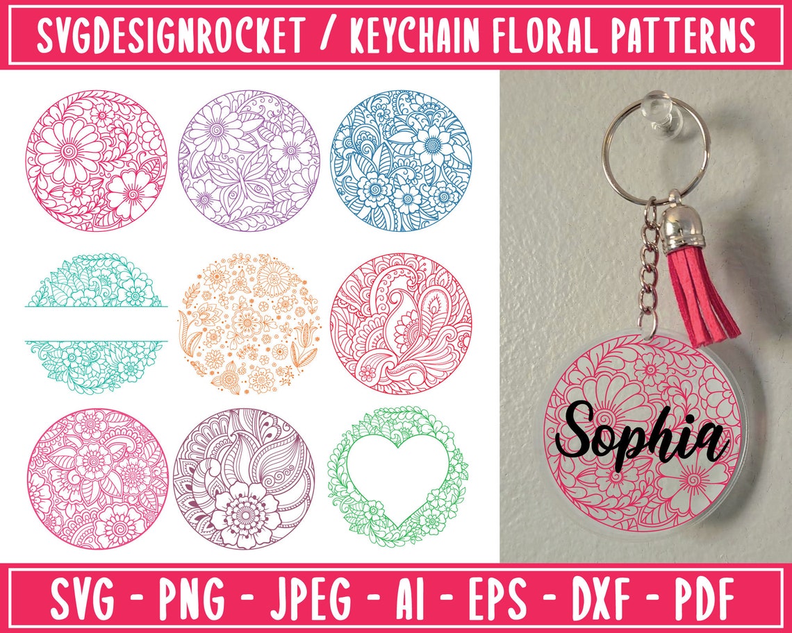 Download Floral keychain svg Keychain Pattern SVG Bundle Keyring | Etsy