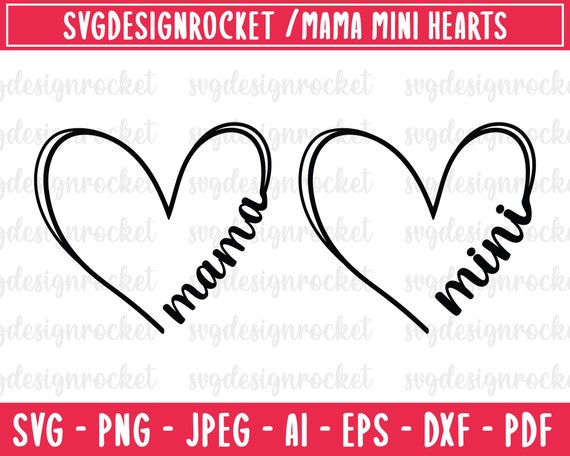 Mama Heart svg Mini Heart svg Heart Bundle svg Mama Mini | Etsy