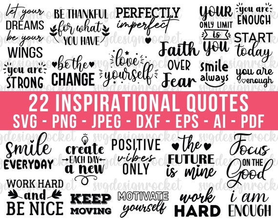 Inspirational Quotes Svg Bundle Motivational Svg - Etsy