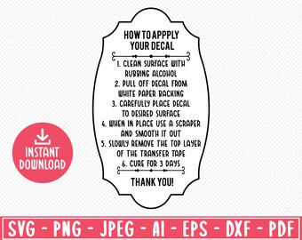 decal instructions svg decal care card svg decal washing etsy