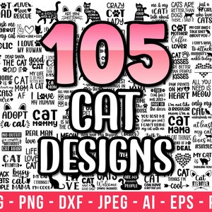 Ensemble Svg chat, chat drôle, Svg maman chat, chat citations svg, lot de svg, dictons de chat svg, svg pour amoureux des chats, fichier coupé, svg silhouette de chat, cricut