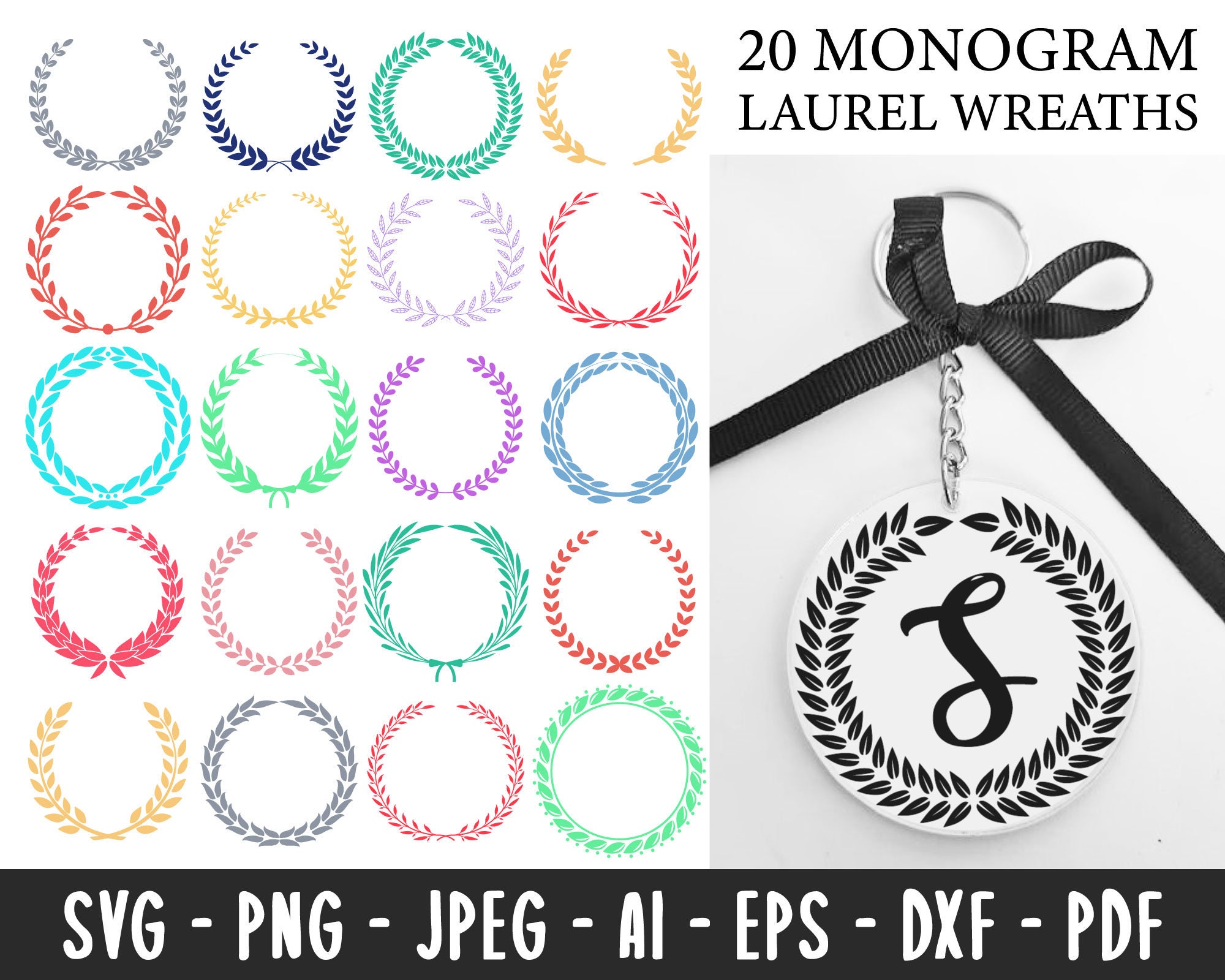 Download Keychain patterns svg Monogram Laurel Weath svg Monogram ...