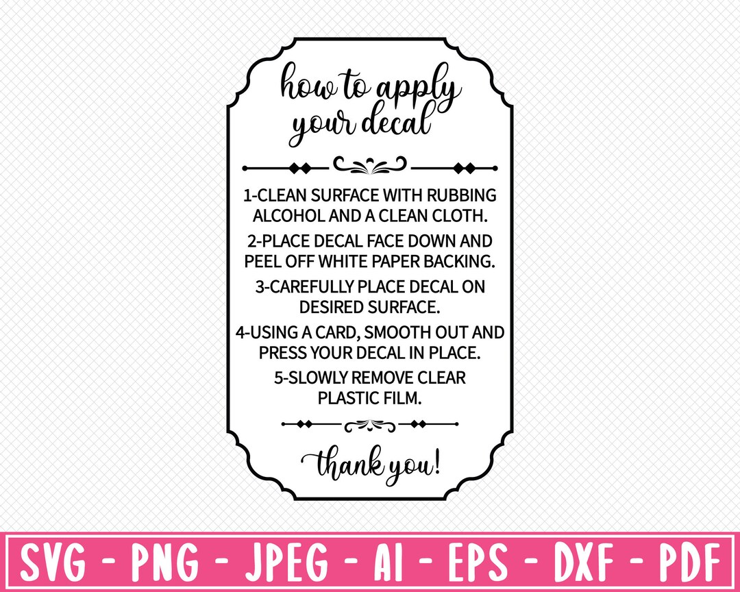How to Apply Your Decal Svg, Apply Decal Svg, Decal Care Card Svg, Care