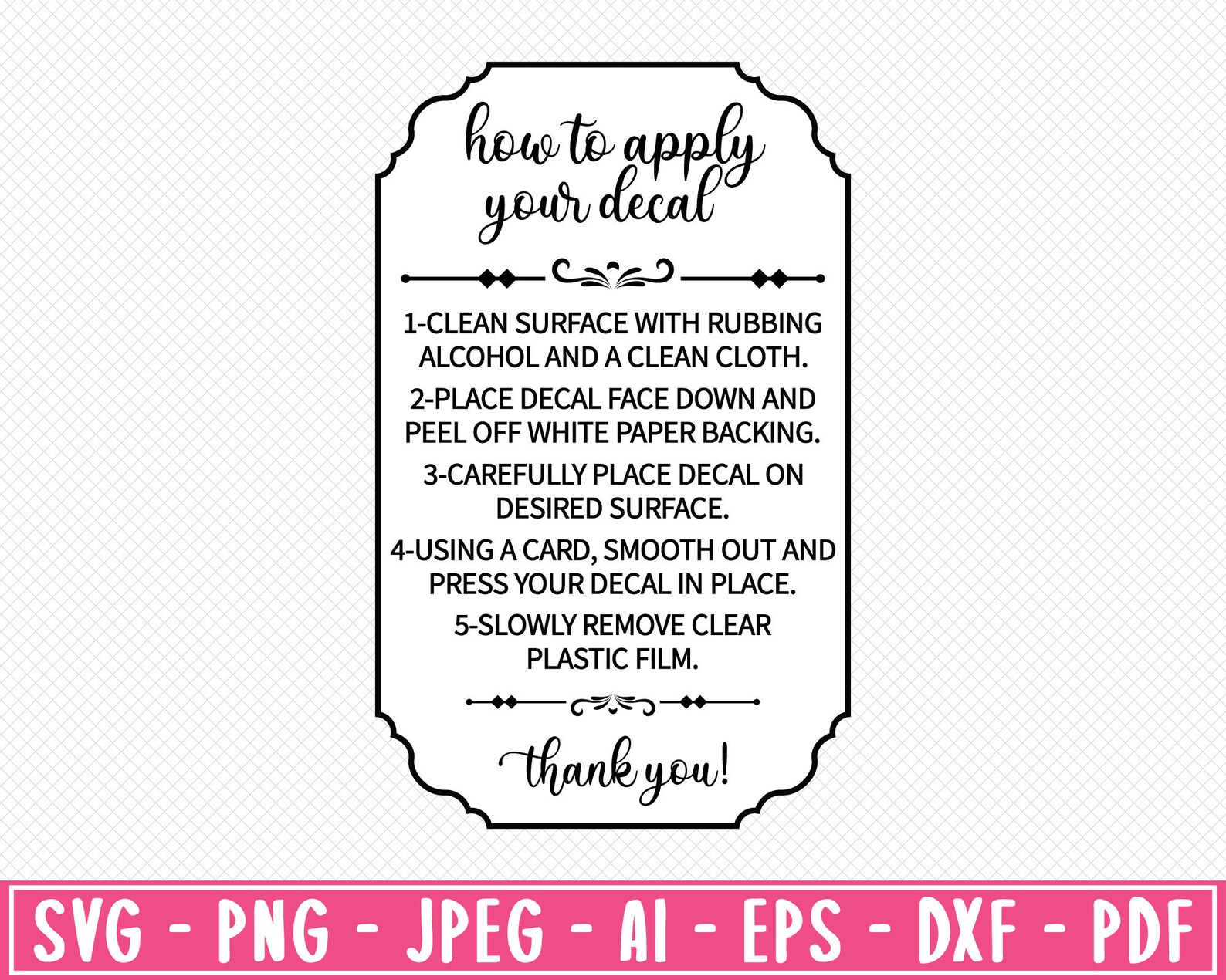 How to Apply Your Decal Svg Apply Decal Svg Decal Care Card Etsy