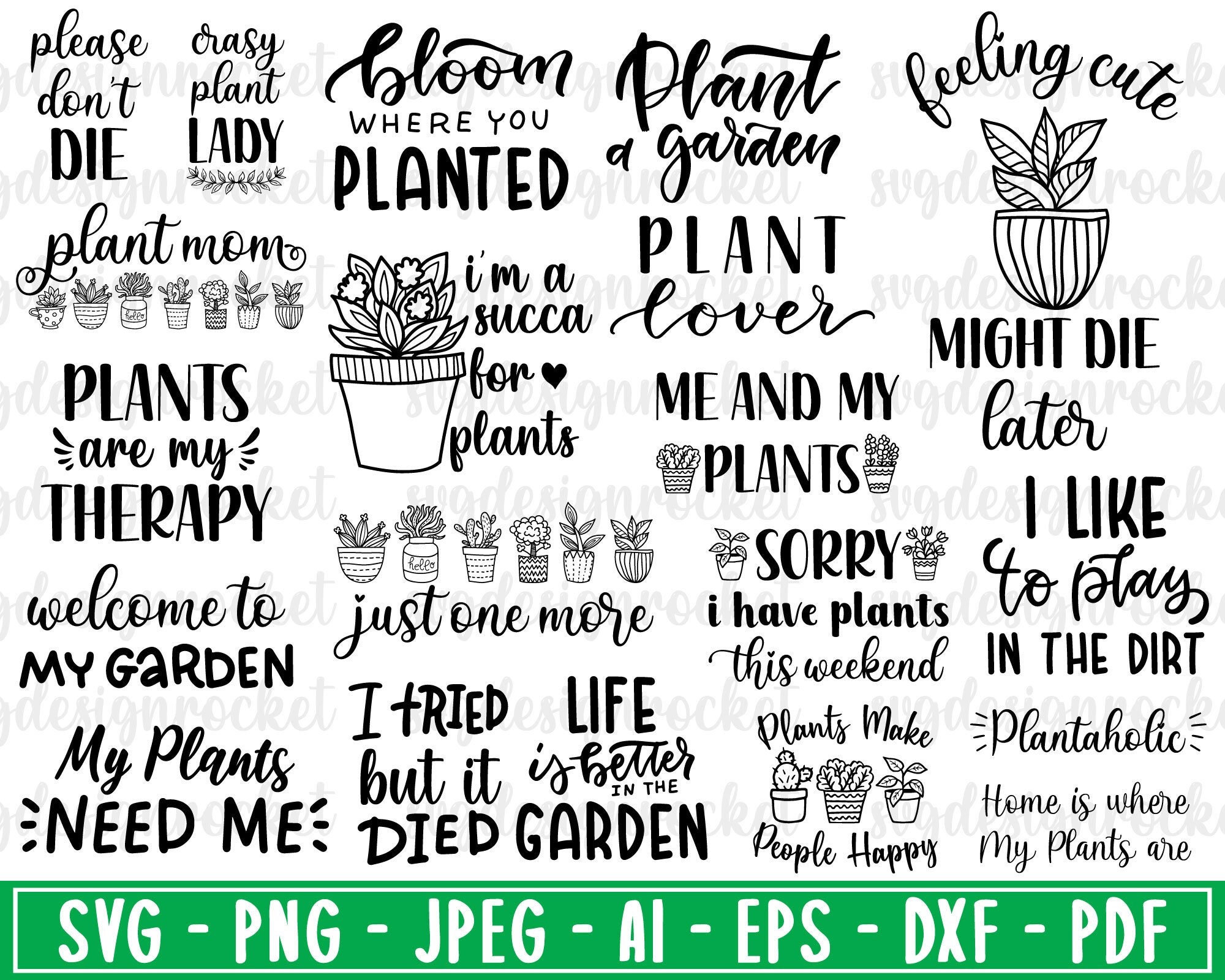 Plant svg bundle plant mom svg plant quotes svg funny plant Etsy
