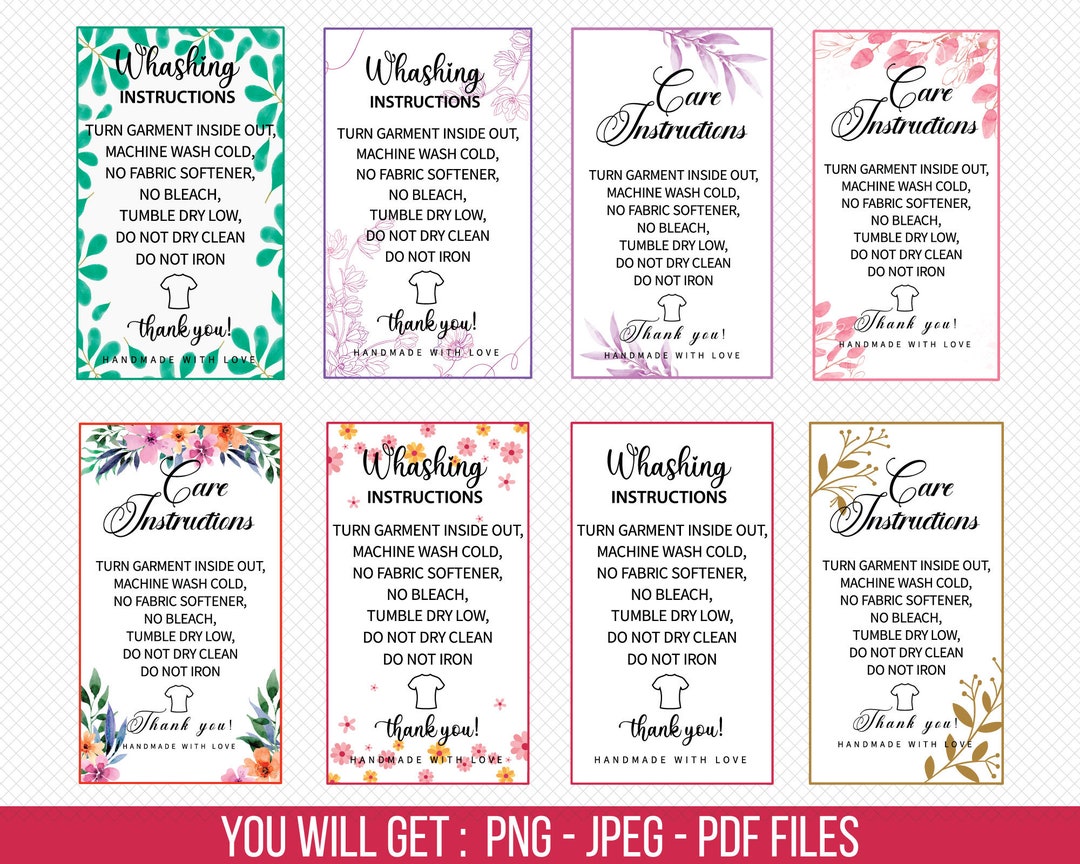Shirt Care Card Instructions Png, Shirt Care Card Png, Shirt Washing ...