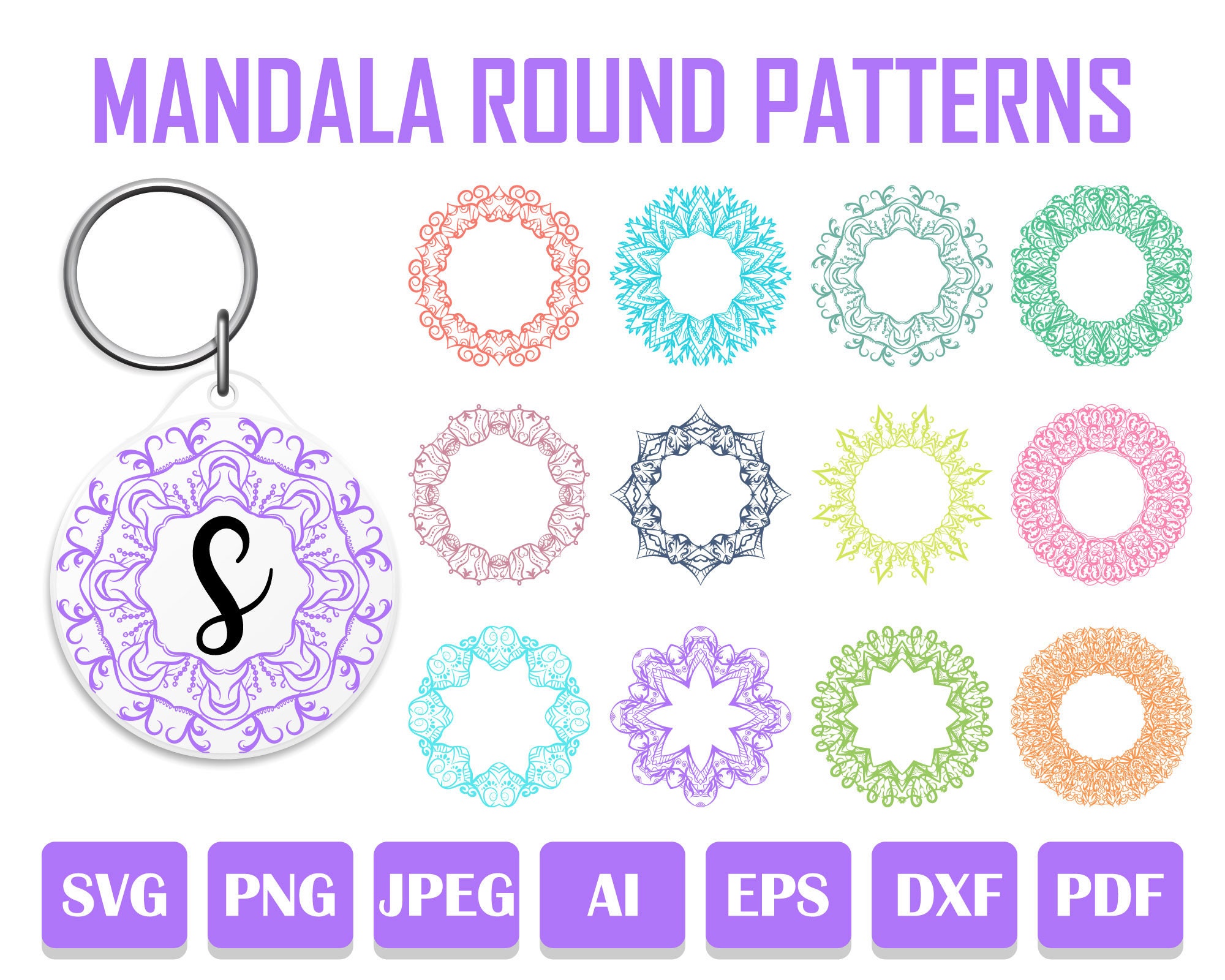 Download Mandala Round Pattern SVG Keychain Pattern SVG Bundle | Etsy