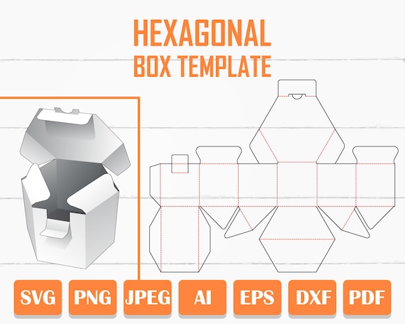 Hexagonal box template Hexagon box svg hexagonal packaging | Etsy