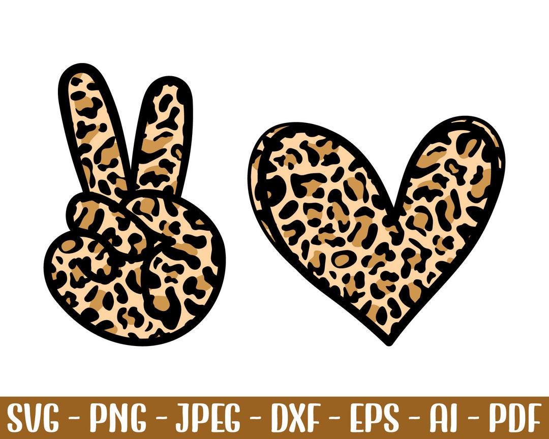 Peace Love Leopard Svg, Leopard Heart Svg, Leopard Peace Love Svg Png ...