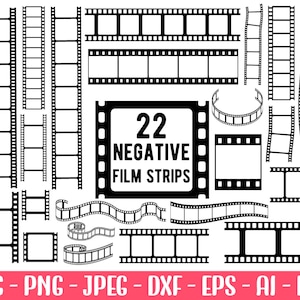 22 Negativ-Filmstreifen, Filmstreifen-Vorlagen svg, Filmstreifen-Svg-Dateien für Cricut, Filmstreifen-Fotorahmen svg, Silhouette