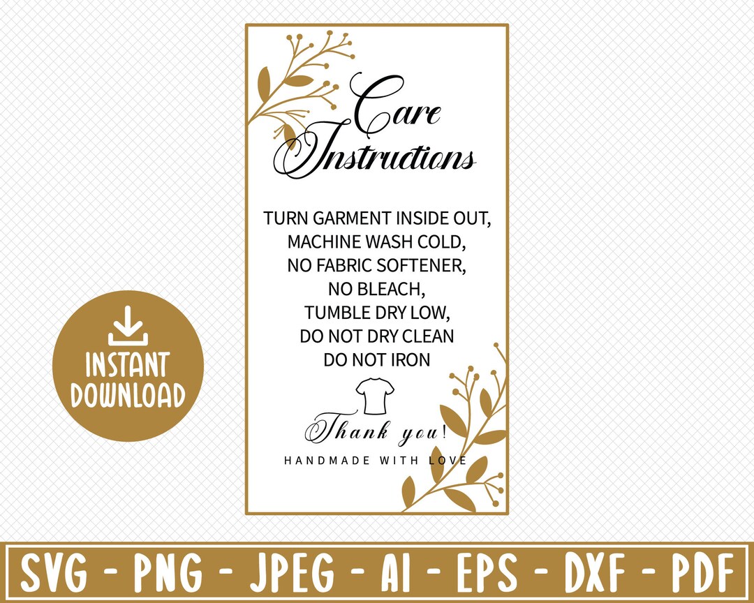 T-shirt Care Card Svg, Shirt Care Card Printable Svg, Shirt Washing Instructions Svg, T-shirt ...
