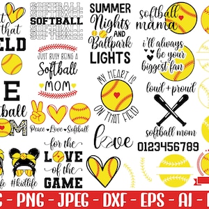 mamá de softbol svg, paquete de svg de softbol, chica de softbol svg, archivo de corte de softbol, camisa de softbol svg, paquete de svg de softbol, paquete de jugador de softbol
