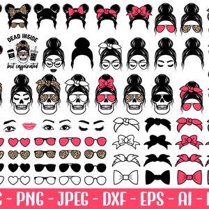 messy bun svg bundle, momlife svg, mom life svg, mom skull svg, kid life svg, mom and daughter svg, messy bun svg, momlife kidlife clipart