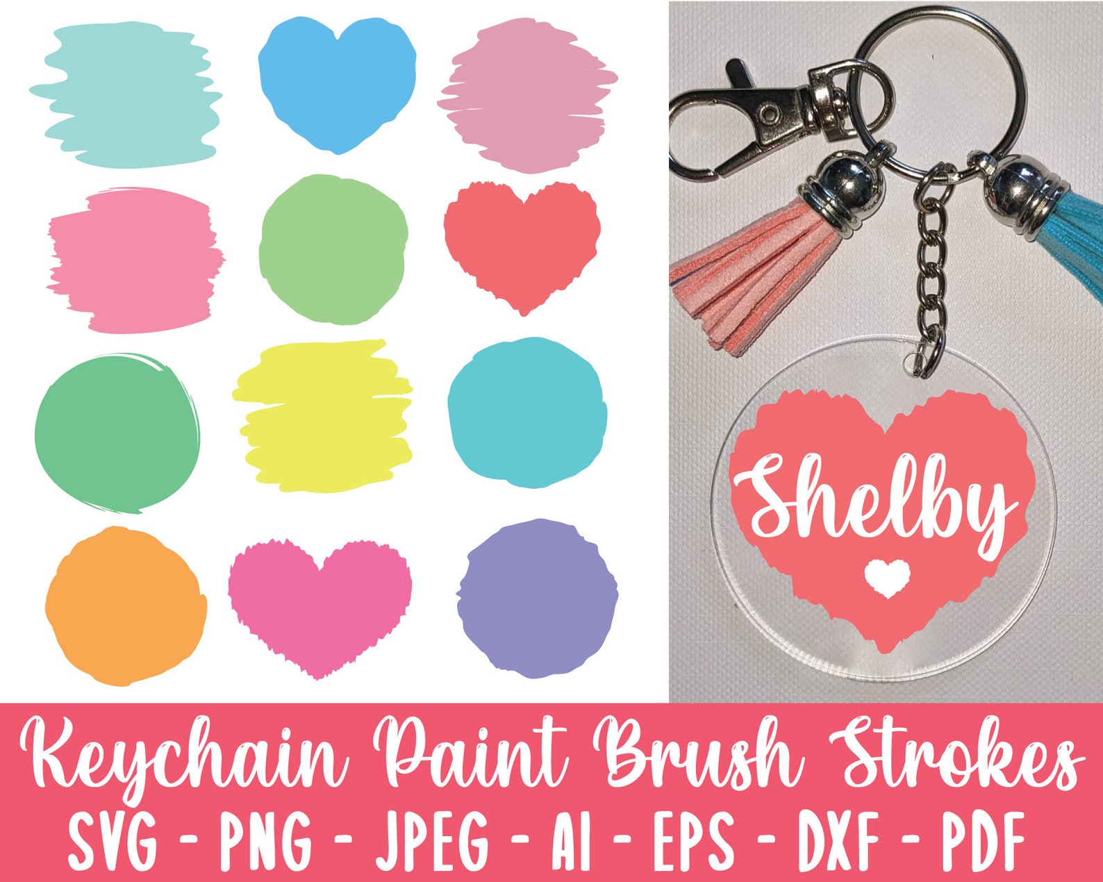 12 paint brush stroke svg keychain pattern svg keychain svg Etsy
