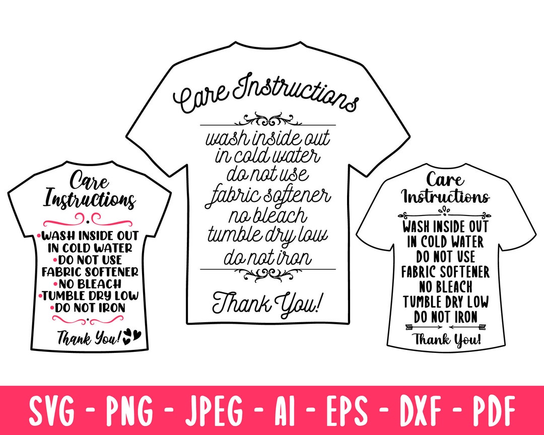 Shirt Care Card Instructions Bundle Svg, T-shirt Care Card Bundle Printable Svg, Tshirt Care ...