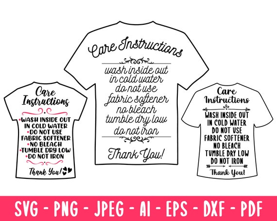 Shirt care card instructions bundle svg t-shirt Care Card | Etsy