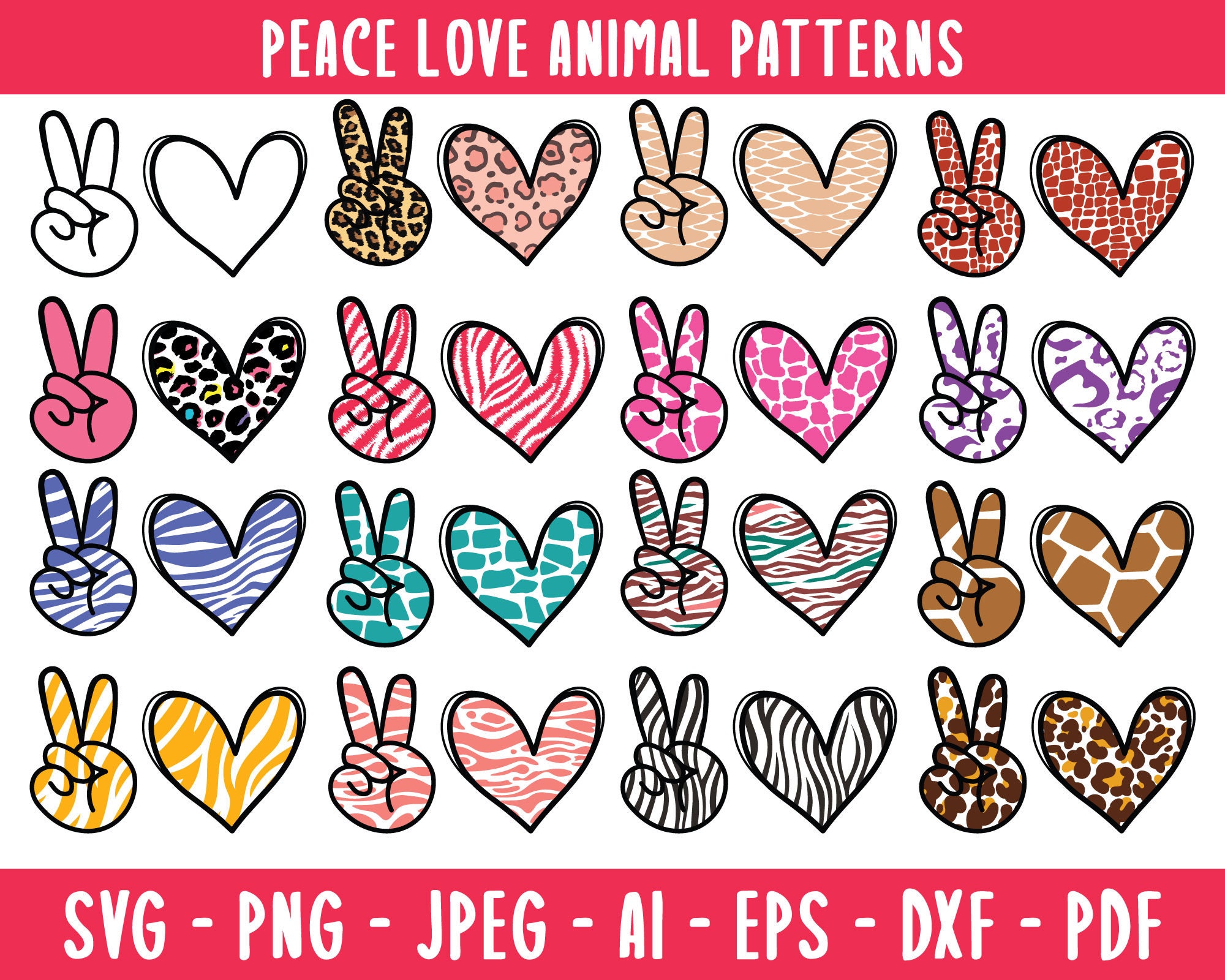 Download Peace Love Animal Patterns SVG Peace Love SVG Peace Sign ...