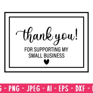 gracias por apoyar mi pequeña empresa svg, Gracias Svg, Cricut Silhouette, Descarga digital, Listo para imprimir, gracias tarjeta svg