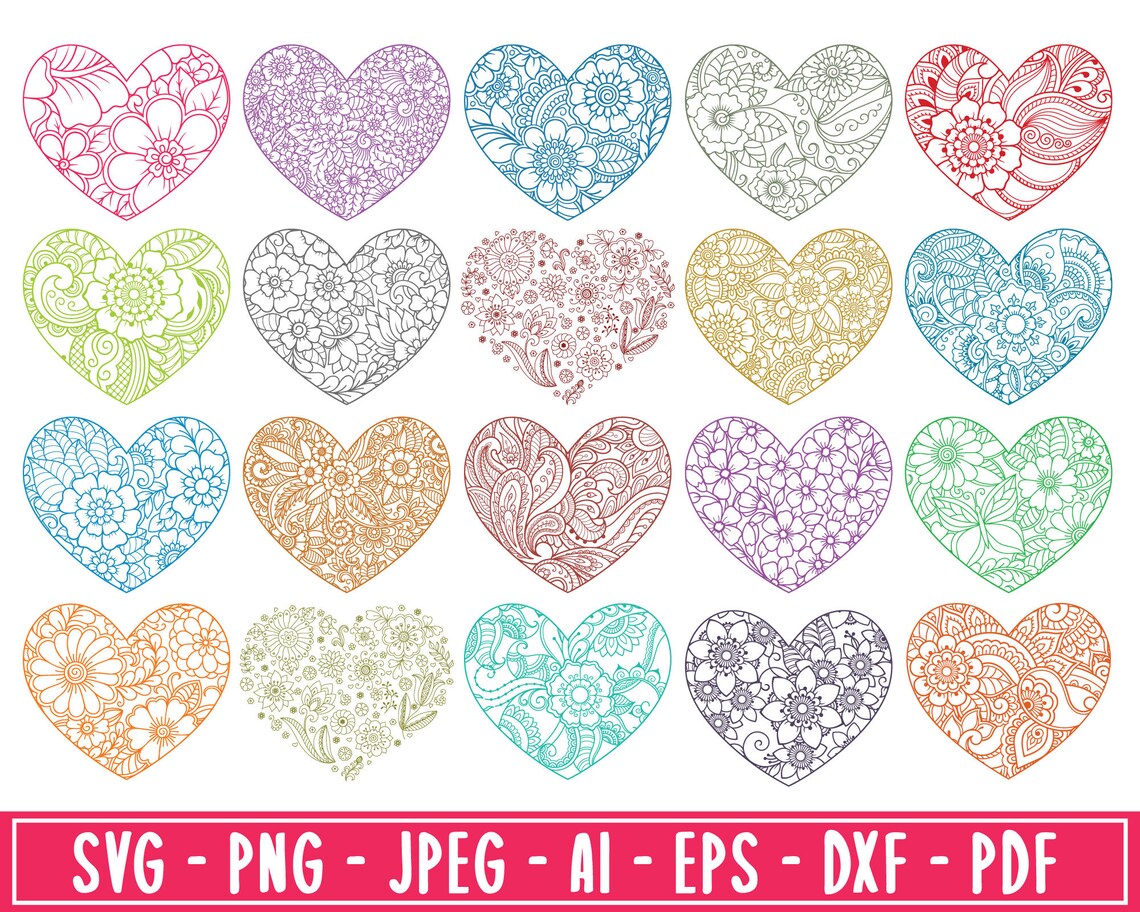 Download Floral Heart Pattern SVG Keychain Pattern SVG Bundle Keyring | Etsy
