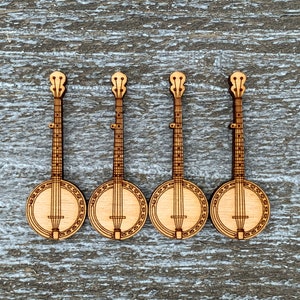 Miniature Wooden Bluegrass Country Musical Instrument Set of 4 Banjos