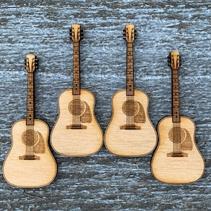 Miniature Wooden Bluegrass Country Musical Instrument Acoustic Guitar Set (4pc)