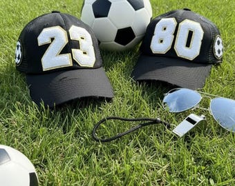 Personalized Soccer Mom Hat with Player Number | Custom Sports Mom Gift | Soccer Team Mom Trucker Cap