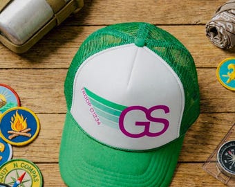 Girl Scout Troop Trucker Hat, Retro Rainbow Stripe