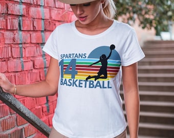 Girls Basketball Vintage Retro Unisex Softstyle T-Shirt, Team Name, Player Number Tee, Sports Fan Gift, Basketball Mom, Dad, Coach Shirt,