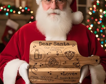 Personalized Cookies for Santa Cutting Board | Custom Christmas Eve Board with Kids’ Names