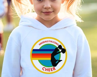Personalized Aviator Nation Style Youth Cheer Hoodie, Cheerleading Sweatshirt, Kids Trendy Fashion Apparel