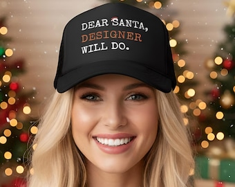 Dear Santa Embroidered Foam Trucker Hat, Christmas Gift, Festive Headwear, Holiday Apparel, Fashion Cap