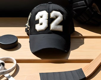 Personalized Hockey Mom Hat – Chenille Number, Hockey Sticks