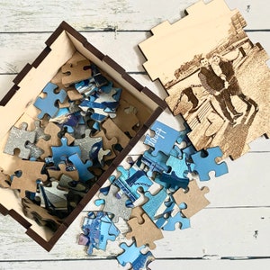Custom Photo Puzzle with Engraved Keepsake Box | Perfect Fathers Day Gift | Your Custom Photo Puzzle | Wood Engraved Photo | Birthday Gift