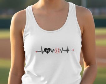 Baseball Mom Tank with Player Number, Custom Baseball Mom Shirt, Heartbeat Baseball Tank, Game Day Outfit, Sports Mom Gift
