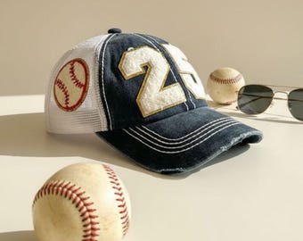 Personalized Mom Baseball Hat with Child Number Patch – Custom Sports Mom Hat