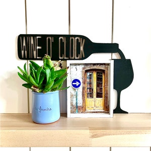Wine O&#39; Clock Sign | Gift for Wine Lover | Wine Kitchen Sign | Funny Wine Signs | Wood Bar and Wine Signs | Wine Bottle Sign