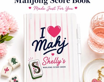 Personalized Mahjong Score Book | Custom Mahjong Notebook | A5 Vegan Leather Journal | Mahjong Gift for Her | Game Night Gift