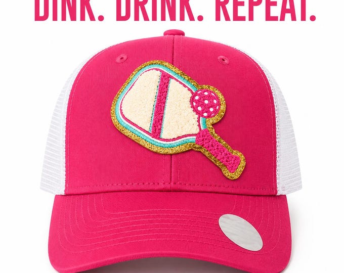 Pickleball Trucker Hat | Chenille Pickleball Hat | Funny Pickleball Gift for Women | Foam Mesh Hat | Iron On Patch Available