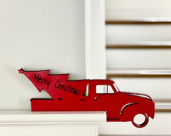 Farmhouse Christmas Truck Door Corner Sign: Holiday Decor