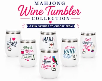 Funny Mahjong Wine Tumbler | 12 oz Polar Camel Insulated Cup | Mahjong Gift for Women | Mahjong Party | League Gift | Hostess Gift