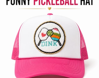 Funny Pickleball Hat | DINK Chenille Trucker Hat | Pickleball Gift for Women | Foam Mesh Hat