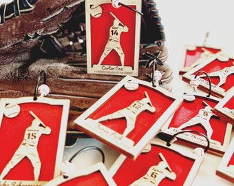Custom Baseball Card Keychain - Personalized baseball Card - Baseball Team Gift - Baseball Bag Tag