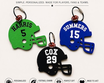 Personalized Football Helmet Keychain, Custom Player Name & Number, Football Team Gift, Senior Night Gift, Football Mom Gift