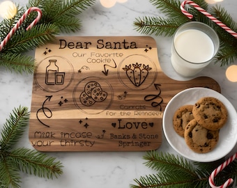 Custom Santa's Cookie Plate: Personalized Christmas Eve Cutting Board with Family Names