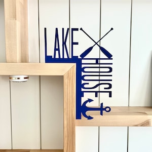 Lake House Door Corner Sign: Nautical Oars & Anchor Decor