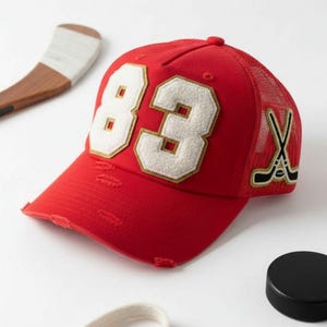 Personalized Hockey Mom Hat with Player Number