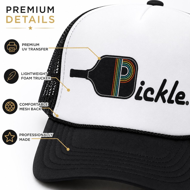 Funny Pickleball Trucker Hat, Pickleball Gift, Retro Pickle Hat, Dink Hat, Pickleball Mom Hat, Cute Sports Hat, Pickle Ball Cap image 3