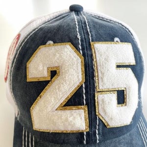 Baseball Mom Hat, Personalized Number Patch, Varsity Trucker Cap image 8