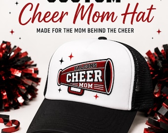 Personalized Cheer Mom Hat | Custom Cheerleading Trucker Hat or DIY Patch | Team Colors | Cheer Mom Gift | Football Game Hat