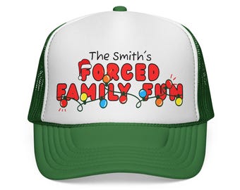 Christmas Trucker Hat, Funny Forced Family Fun Cap, Holiday Headwear, Festive Xmas Hat, Personalized Family Reunion, Humorous Christmas Cap